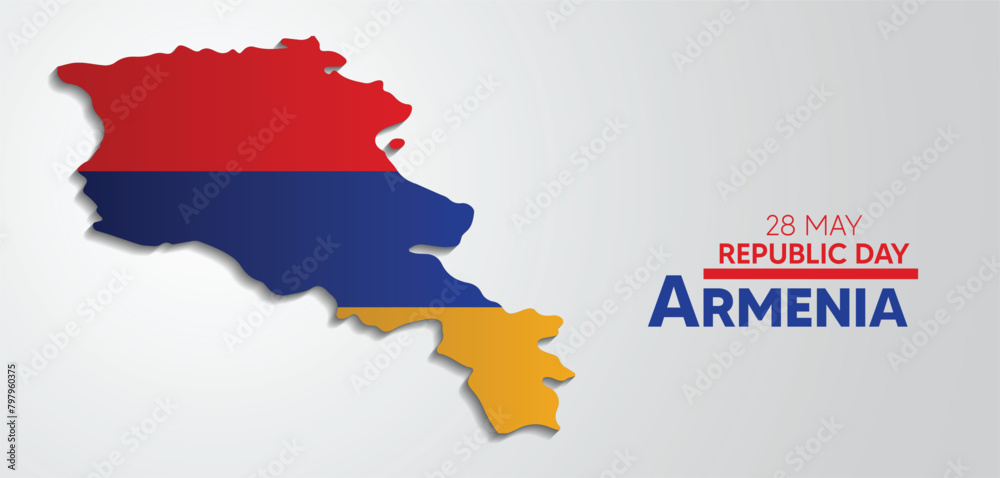 Obraz premium Armenia Republic Day 28 May flag map vector poster