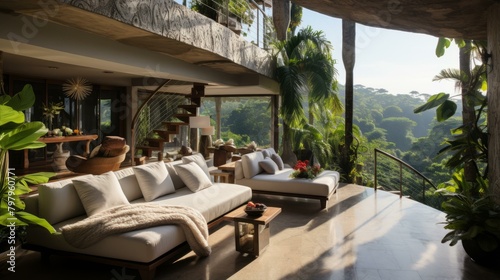 b'Modern luxury house with amazing jungle views'