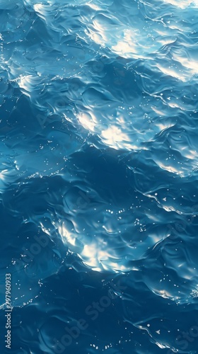b'Deep blue ocean surface with bright sunlight reflecting off the waves'
