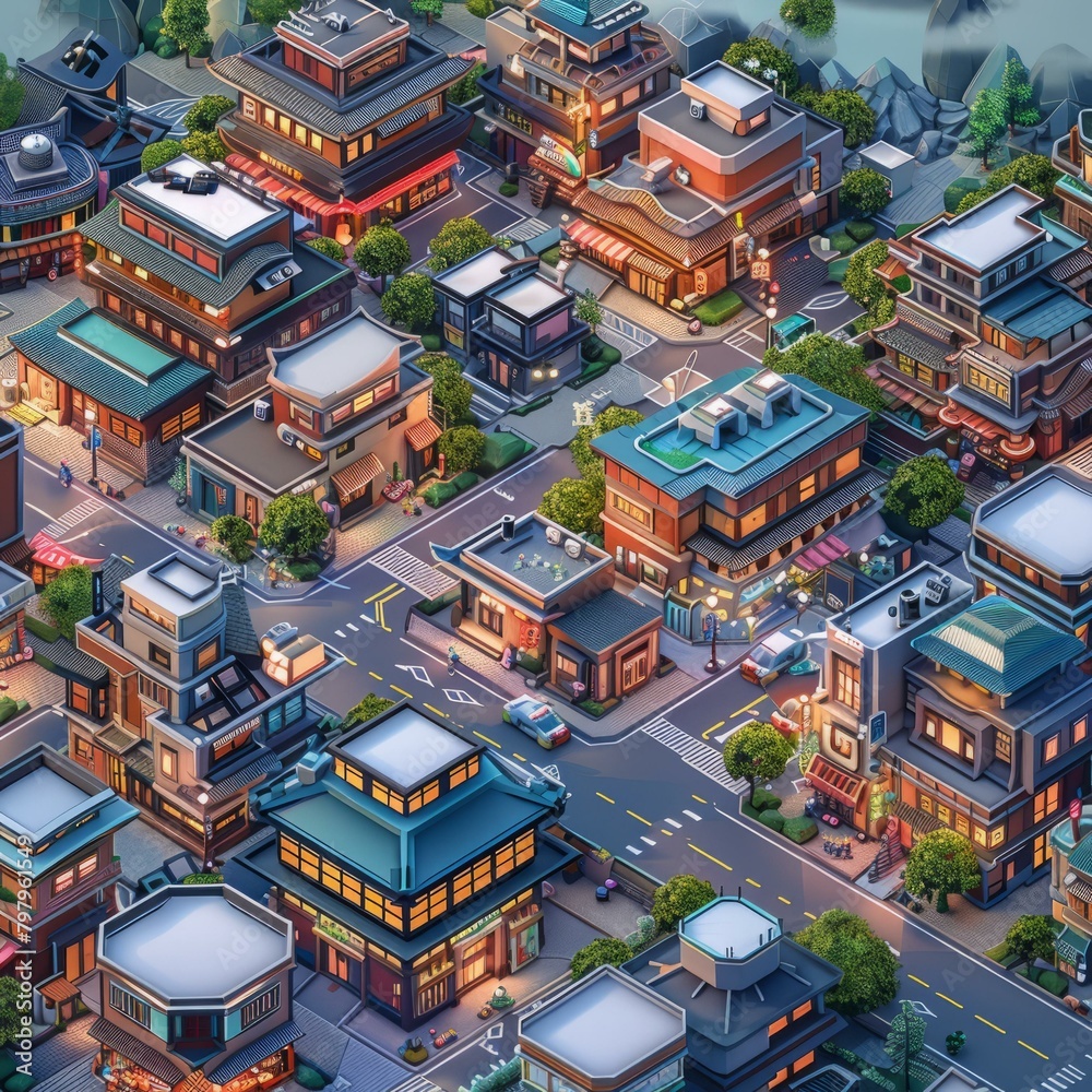 Obraz premium b'Isometric City Illustration'