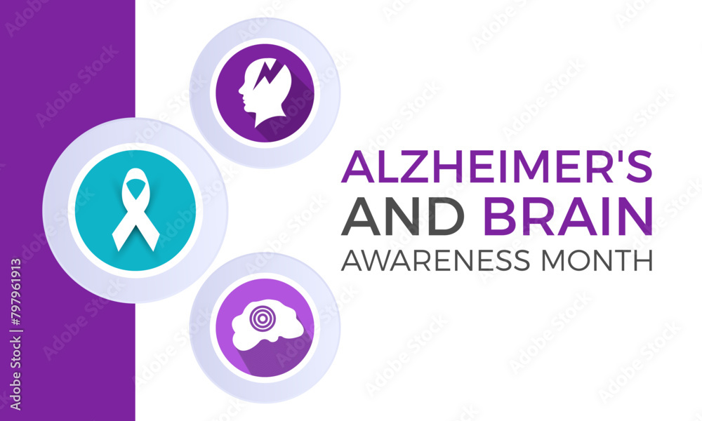 Alzheimer's and Brain awareness month health awareness vector illustration. Disease prevention vector template for banner, card, background.