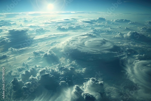 A scenic view of the sun and clouds from an airplane. Perfect for travel and nature concepts