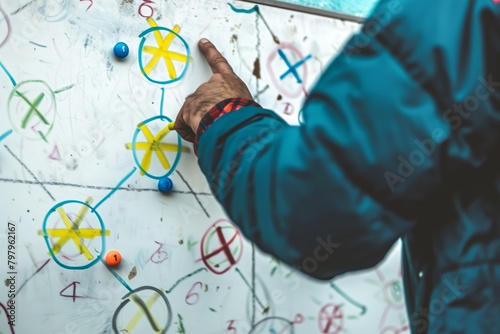 Finger pointing at a collaborative strategy board photo