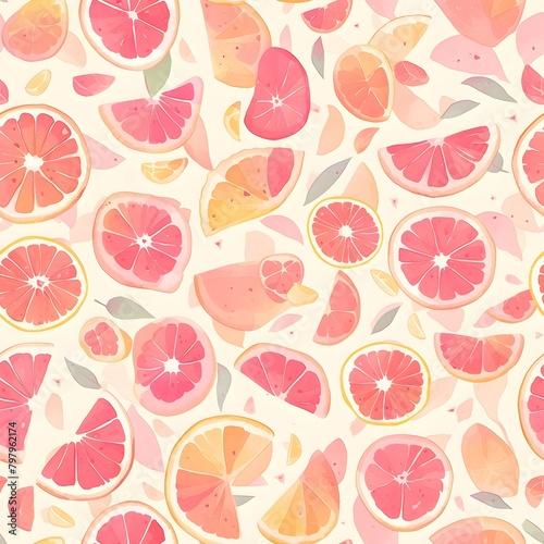 Vibrant Citrus Fruit Slices in Lively Pattern
