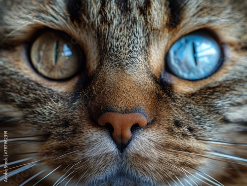 Close-Up of a Cats Face With Blue Eyes