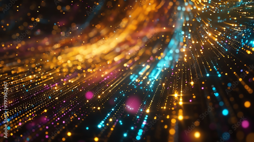 3D rendering of a particle field with glowing orbs flowing through it 3D rendering of a particle field with glowing orbs flowing through it