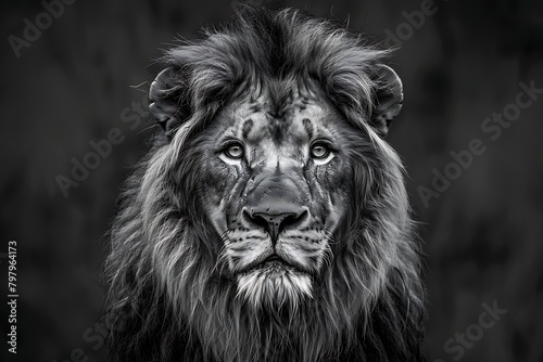 Employ black and white wildlife photography to capture a majestic lion. 