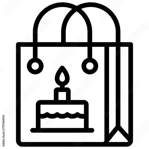 bag icon illustration design with outline