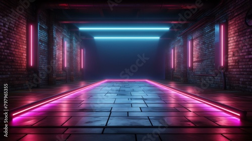 b'futuristic sci fi retro neon glowing tunnel'