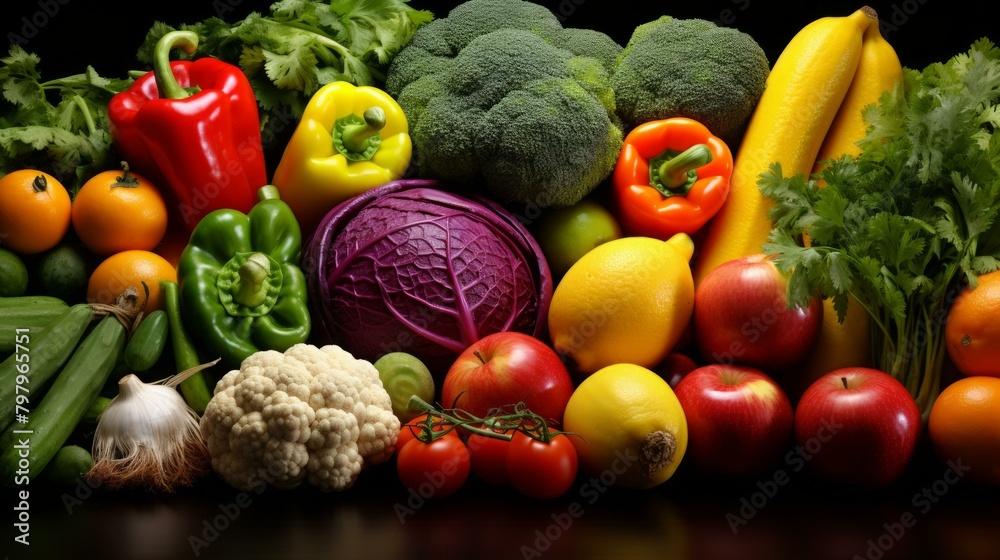 b'A variety of fresh vegetables and fruits'