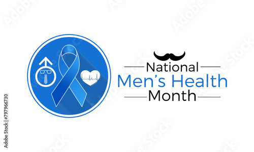 National Men’s Health Month health awareness vector illustration. Disease prevention vector template for banner, card, background.