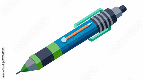 A specialized pen with different grip options and adjustable pressure sensitivity for students with motor difficulties to aid in writing and drawing. Vector illustration