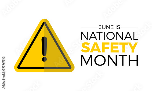 National Safety Month emergency awareness vector illustration. Accident safety prevention vector template for banner, card, background.
