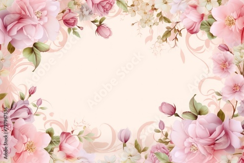 Rose flower frame border backgrounds blossom pattern. © Rawpixel.com