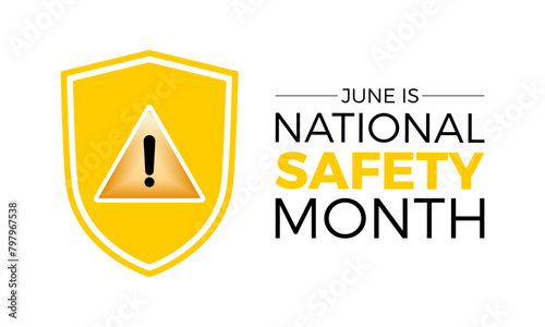 National Safety Month emergency awareness vector illustration. Accident safety prevention vector template for banner, card, background.