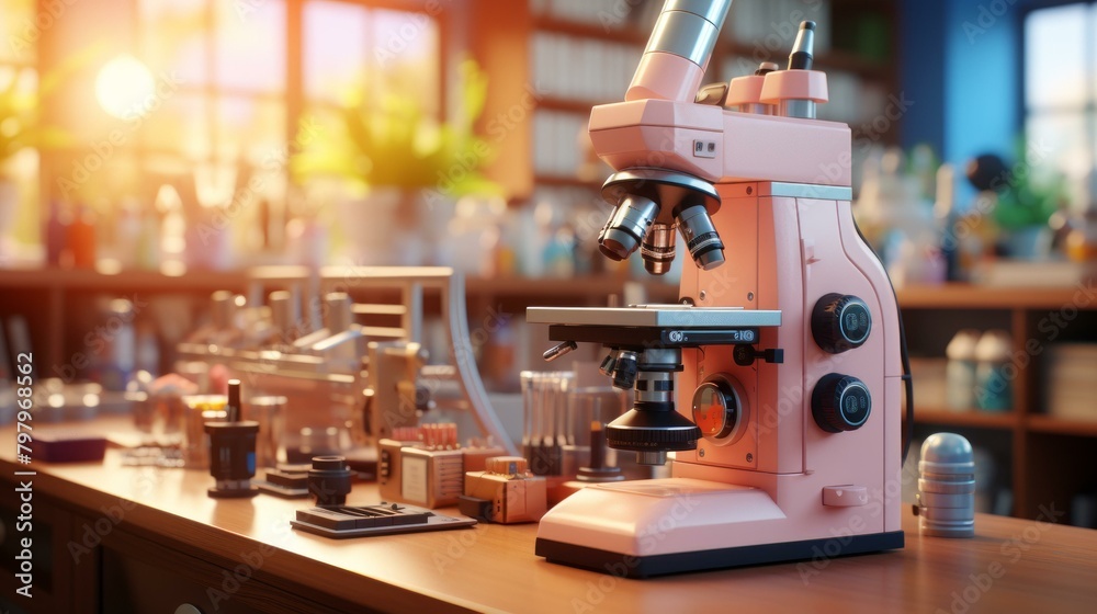b'Microscope in a Laboratory' b'Microscope in a Laboratory'