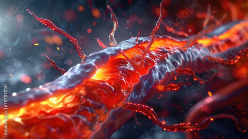 Discover the dynamics of plaque rupture and its effects on blood flow in arteries, illustrated through state-of-the-art medical animation for health education.