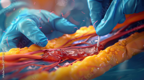 Watch a skilled surgeon perform a critical surgical intervention to remove fat deposits from an artery, essential for restoring cardiovascular health.