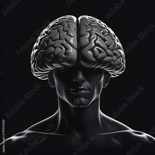 3d rendered illustration of a brain. human head with brain