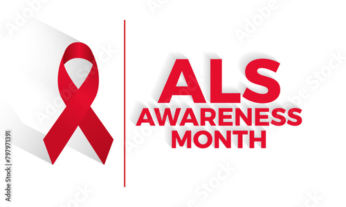 ALS (Amyotrophic lateral sclerosis) awareness month health awareness vector illustration. Disease prevention vector template for banner, card, background.