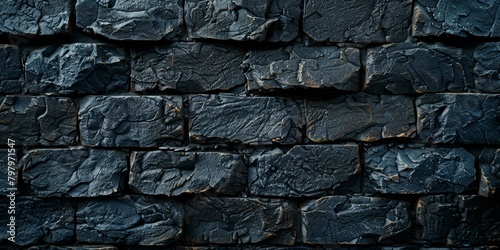 Black stone wall texture background photo