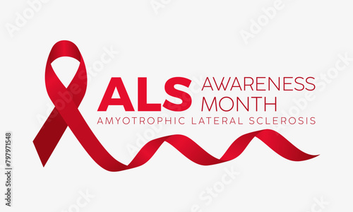 ALS (Amyotrophic lateral sclerosis) awareness month health awareness vector illustration. Disease prevention vector template for banner, card, background.