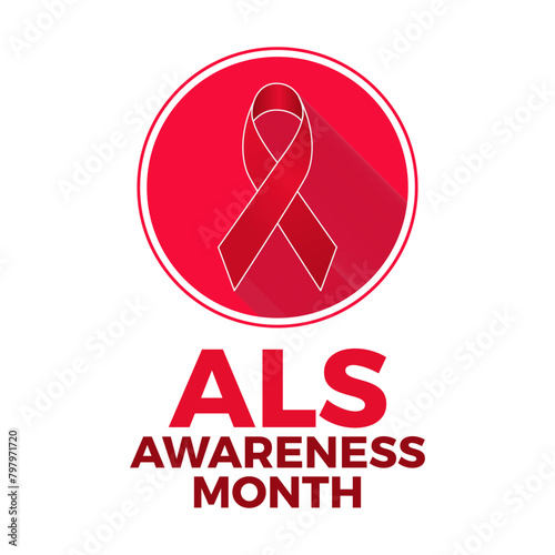 ALS (Amyotrophic lateral sclerosis) awareness month health awareness vector illustration. Disease prevention vector template for banner, card, background.