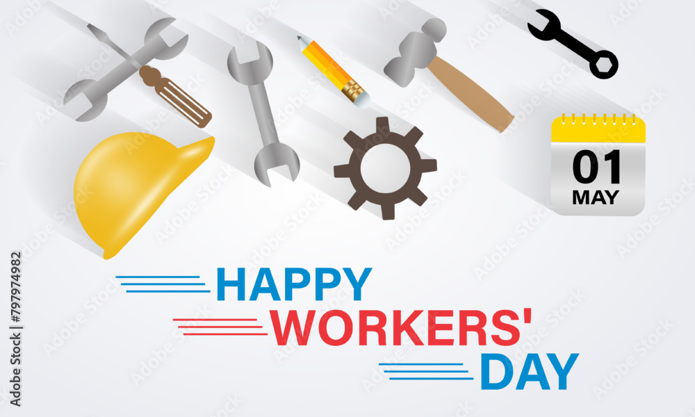 International Workers Day safe and healthy working vector illustration. Employee freedom awareness vector template for banner, card, background.