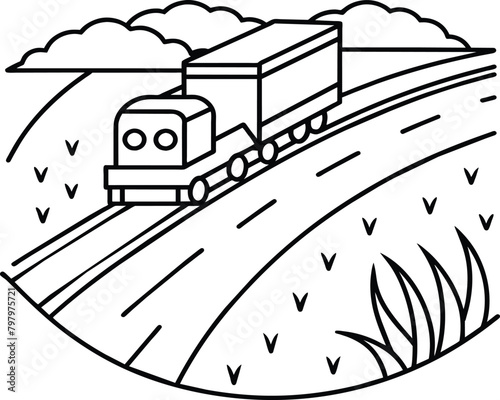 Train coloring pages. Vehicles line art.