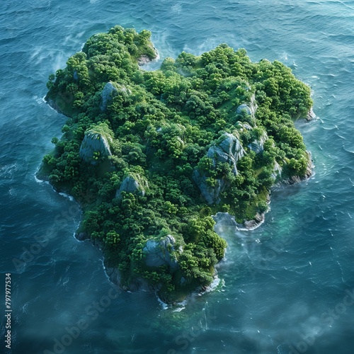 b'Heart-shaped island paradise with white sand beaches and lush vegetation' © Adobe Contributor