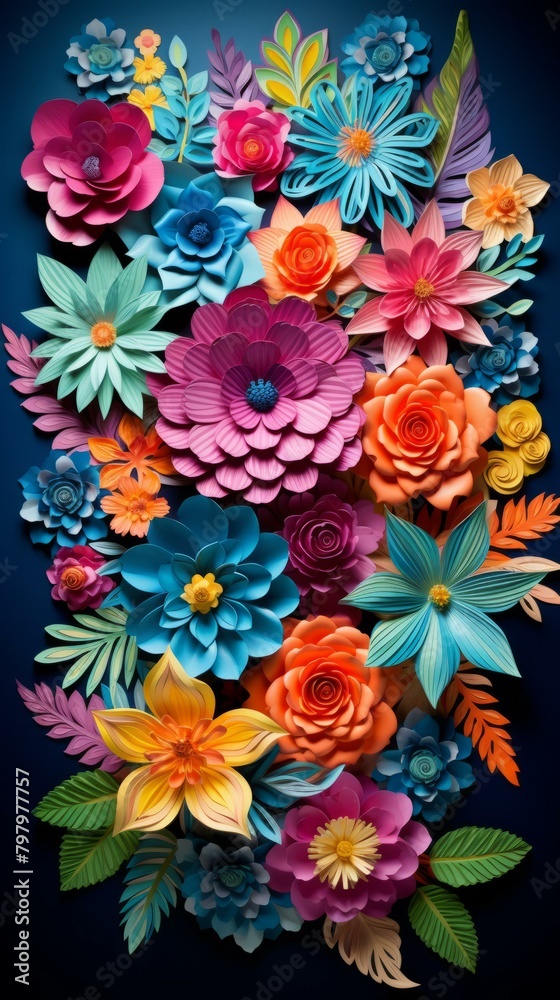 b'Vibrant paper flowers in full bloom create a stunning visual feast for the eyes' b'Vibrant paper flowers in full bloom create a stunning visual feast for the eyes'