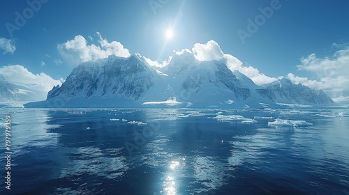 Antartica scenery, winter background illustration