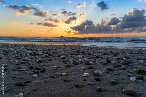 beach, sunset, coast, sea, wave, ocean, landscape, cloud, summer, sky, nature, tropical, sun, sunrise, travel, vacation, dusk, water, paradise, horizon, island, background, beautiful, sunny, seascape.