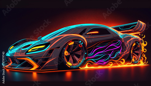 sport car technology futuristic neon