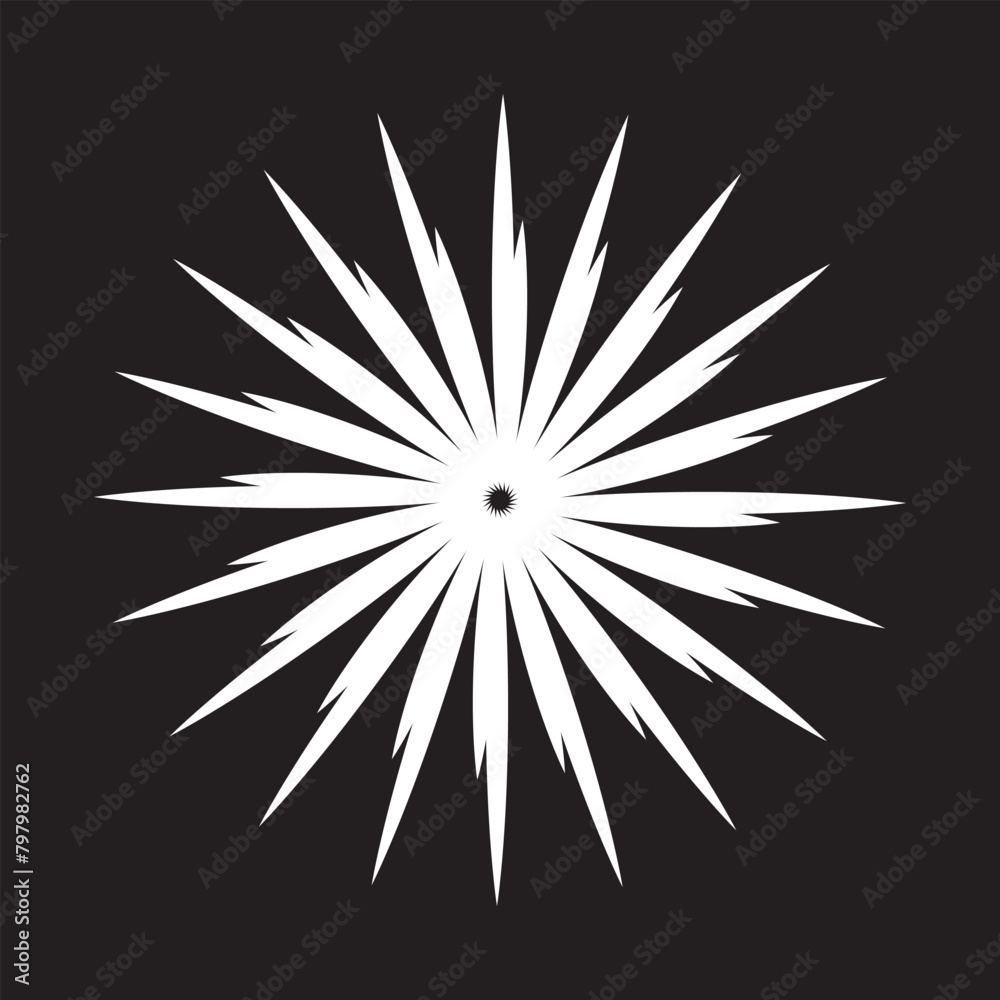 Sunburst, starburst shape on white. Radiating, radial, merging lines. Abstract circular geometric shape. eps10 Sunburst, starburst shape on white. Radiating, radial, merging lines. Abstract circular geometric shape. eps10
