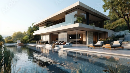 Modern luxury house with pool and amazing view
