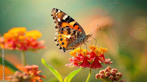 A monarch butterfly is perched on a flower.  