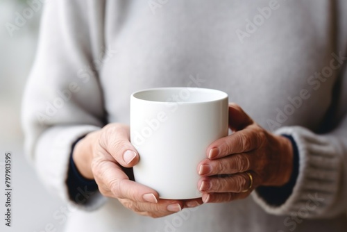 Mug holding coffee drink.