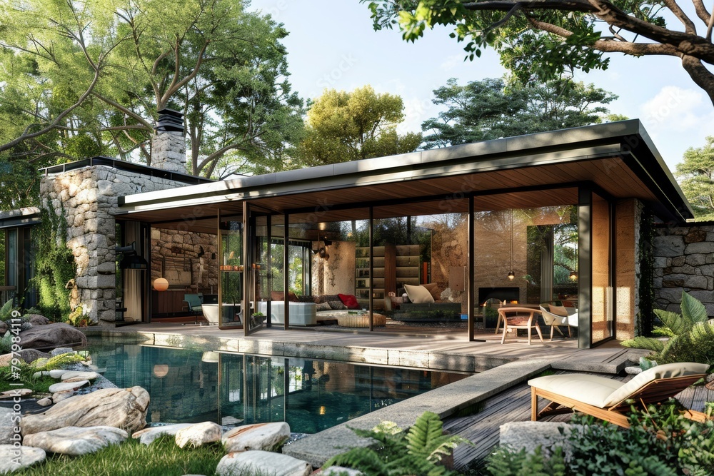 Modern House with Pool and Natural Elements