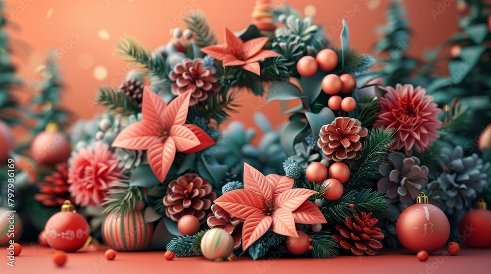 Seasonal Decor DIY: A 3D vector illustration showcasing do-it-yourself seasonal decor ideas