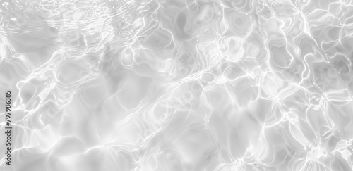 Realistic Water Surface Overlay. Transparent Background with Detailed Ripples and Caustic Light Effects on a Crystal-Clear Water Surface.