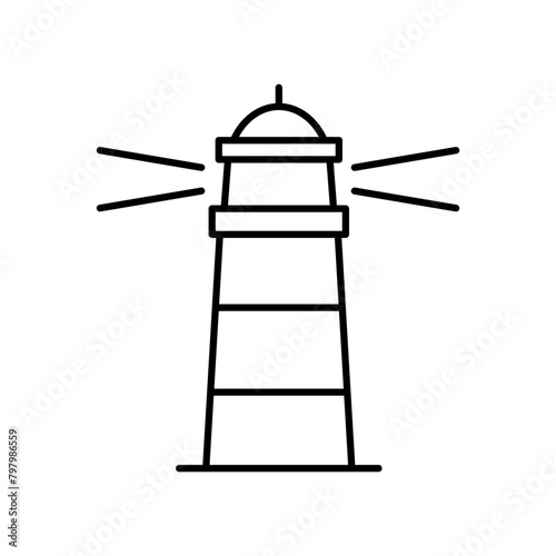 Lighthouse outline icon. Editable stroke. Isolated vector illustration 