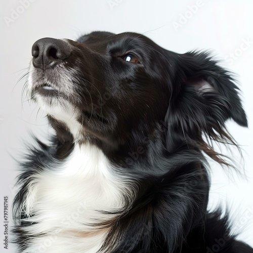 b'A Border Collie looking up'