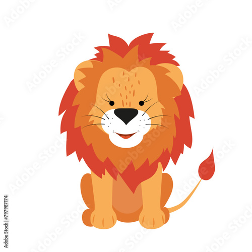 Funny friendly lion for children, humorous mascot. Funny animal character.

