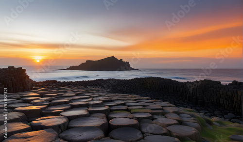 Sunset at Giant s causeway