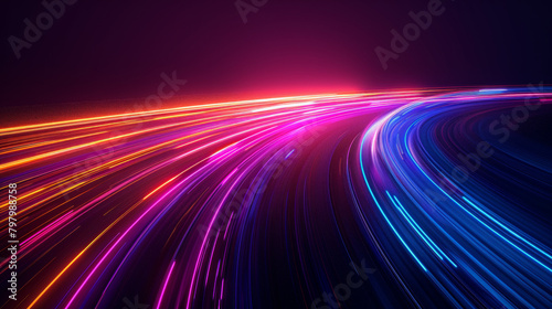A colorful, swirling line of light that appears to be moving