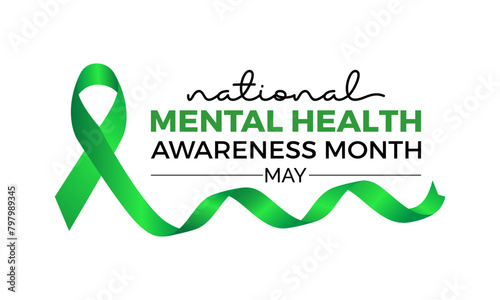 National Mental Health Month health awareness vector illustration. Disease prevention vector template for banner, card, background.