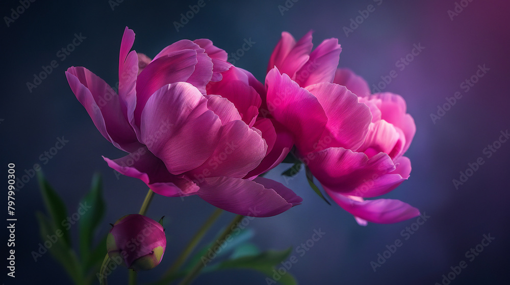 Obraz premium Exquisite Magenta Peonies: A Vibrant Display of Majestic Beauty and Delicate Elegance