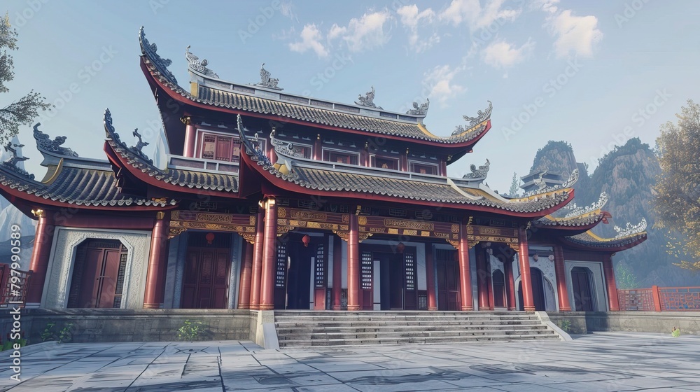 Fototapeta premium Ancient Style Tample Exterior ,Hindu Tample, Prayer hall