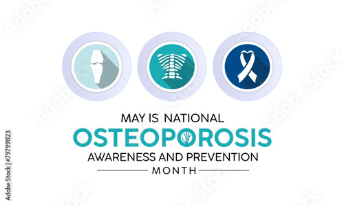National Osteoporosis Month health awareness vector illustration. Disease prevention vector template for banner, card, background.